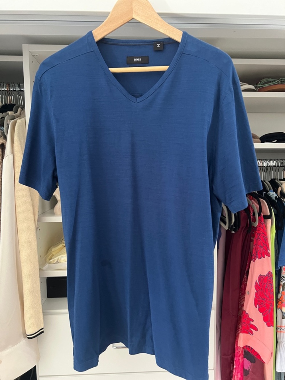Boss V-Neck Short Sleeve Tee in Deep Blue